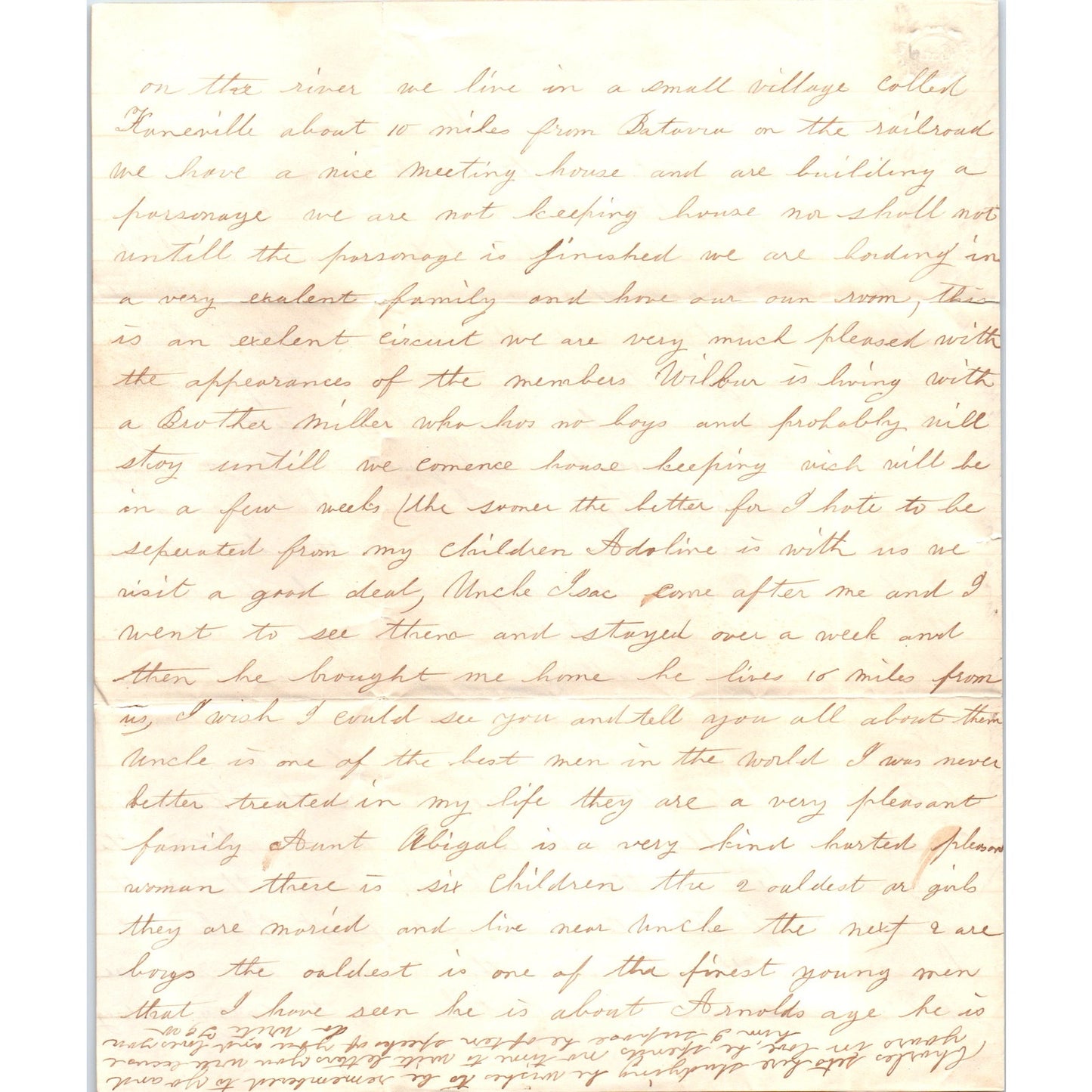 1852 Handwritten Letter Kaneville PA D21