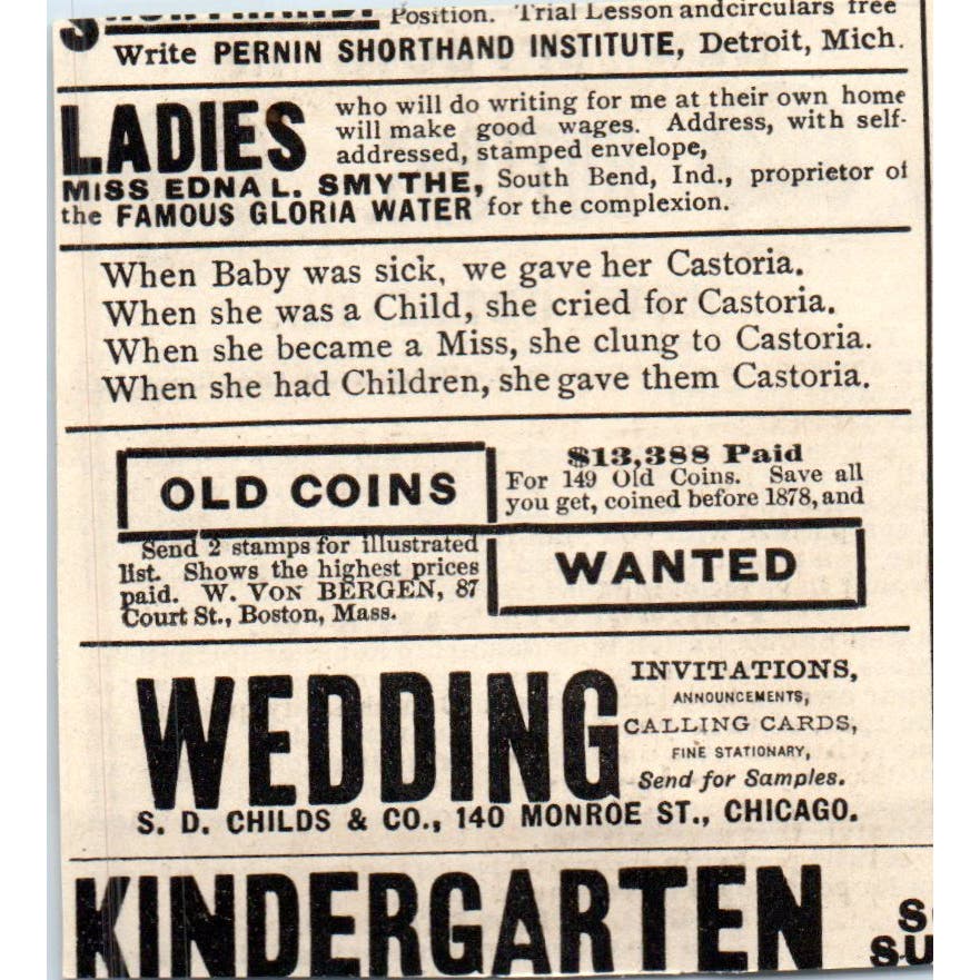 F.W. Goldthwait & Co Buttons Springfield MA c1890 Victorian Ad AE8-CH9