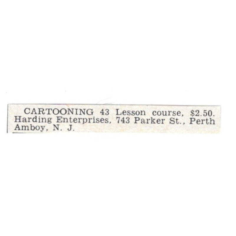 Cartooning Course - Harding Enterprises, Perth Amboy NJ 1955 Ad AG1-S5