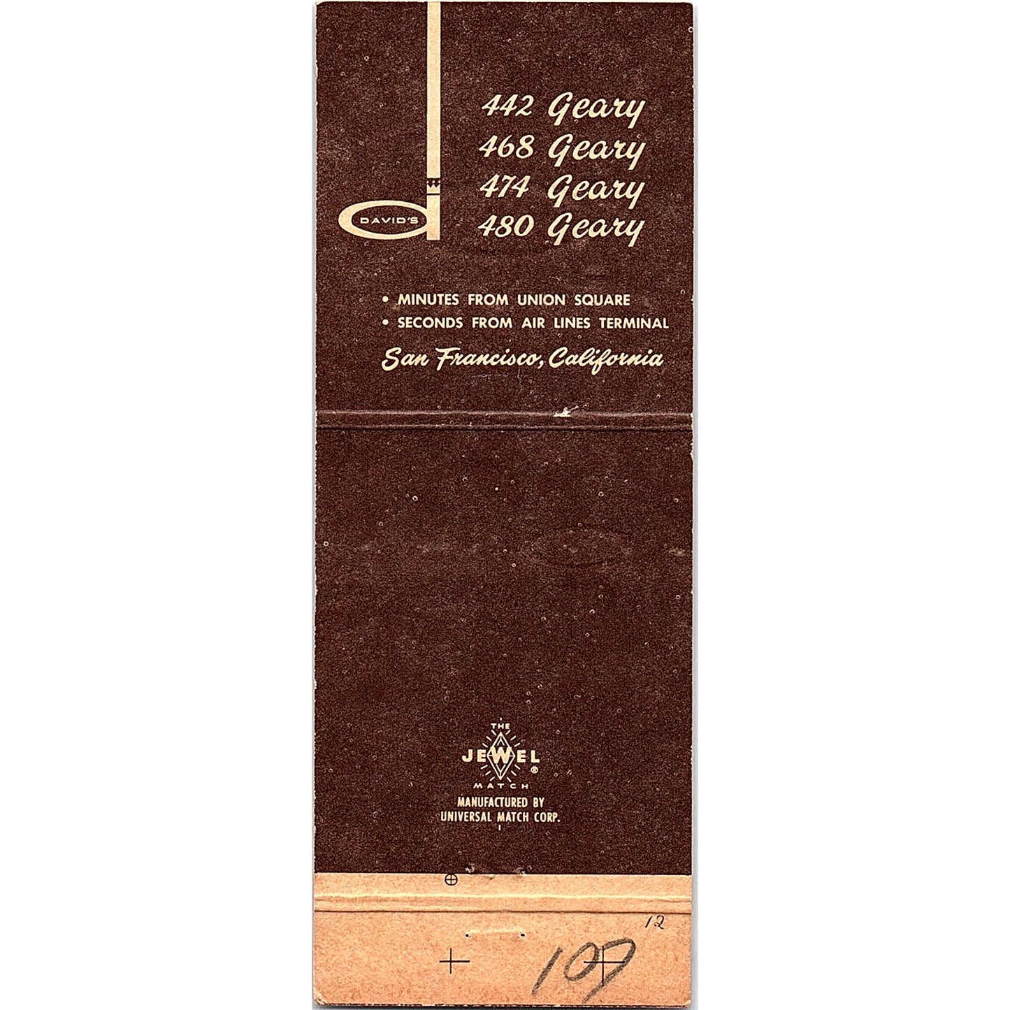 David's Delicatessen Restaurants San Francisco CA Vintage Matchbook TB6-MB2-7