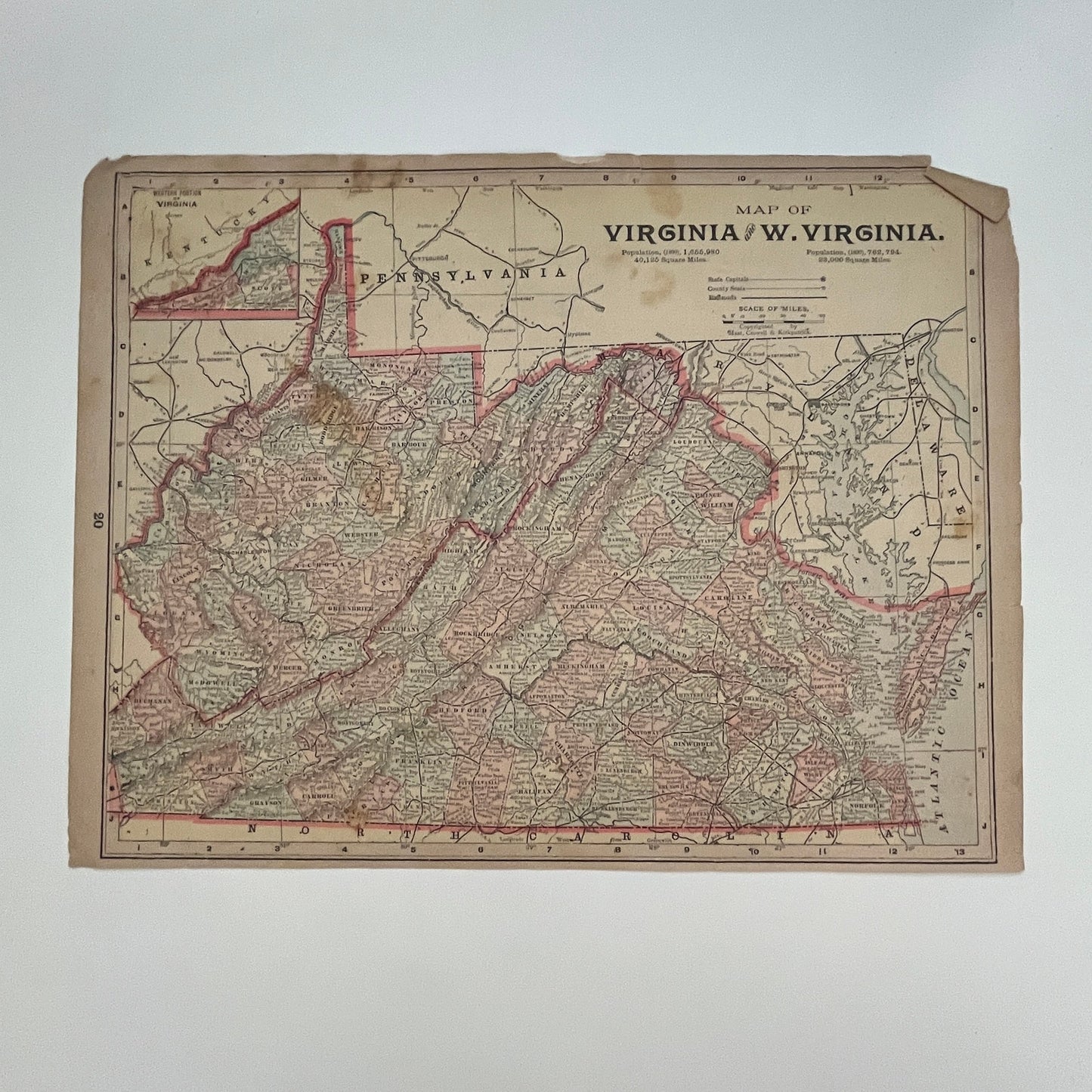 Map of Maryland, Delaware etc, and Virginia & West Virginia 1894 Map SV1-6