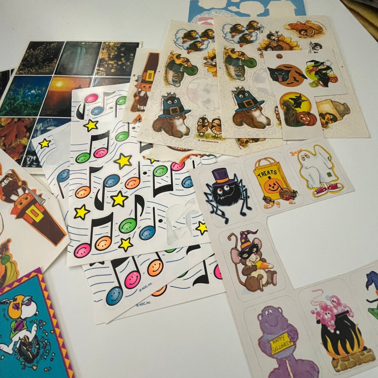 Lot of Vintage Retro Sticker Sheets Peanuts Halloween Music Fall Snoopy J17