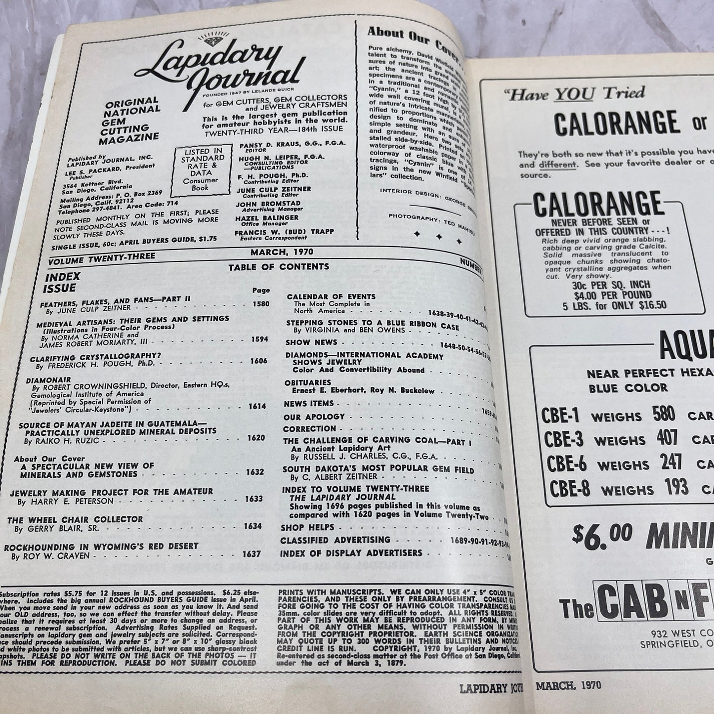 Cyanin Wall Mural Inspired by Agate - Lapidary Journal Magazine - Mar 1970 M27