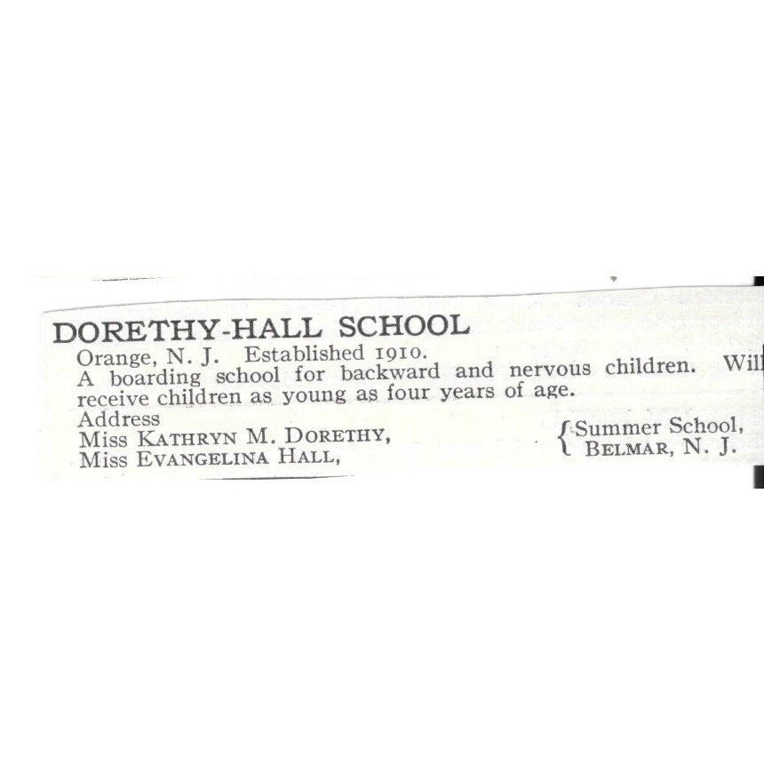 Dorethy-Hall School Belmar NJ Miss Kathryn M. Dorethy c1920 Harper's Ad AG4-S8