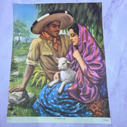 A La Sombra Del Pirul - Retro Mexican Art 11.5x14.5" Art Print V22