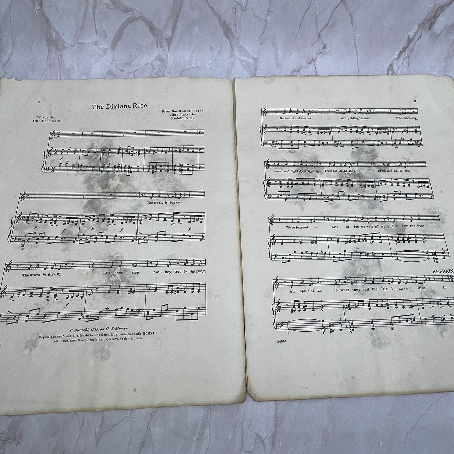 1913 The Dixiana Rise One Step Hi Jinks Antique Sheet Music Ti5