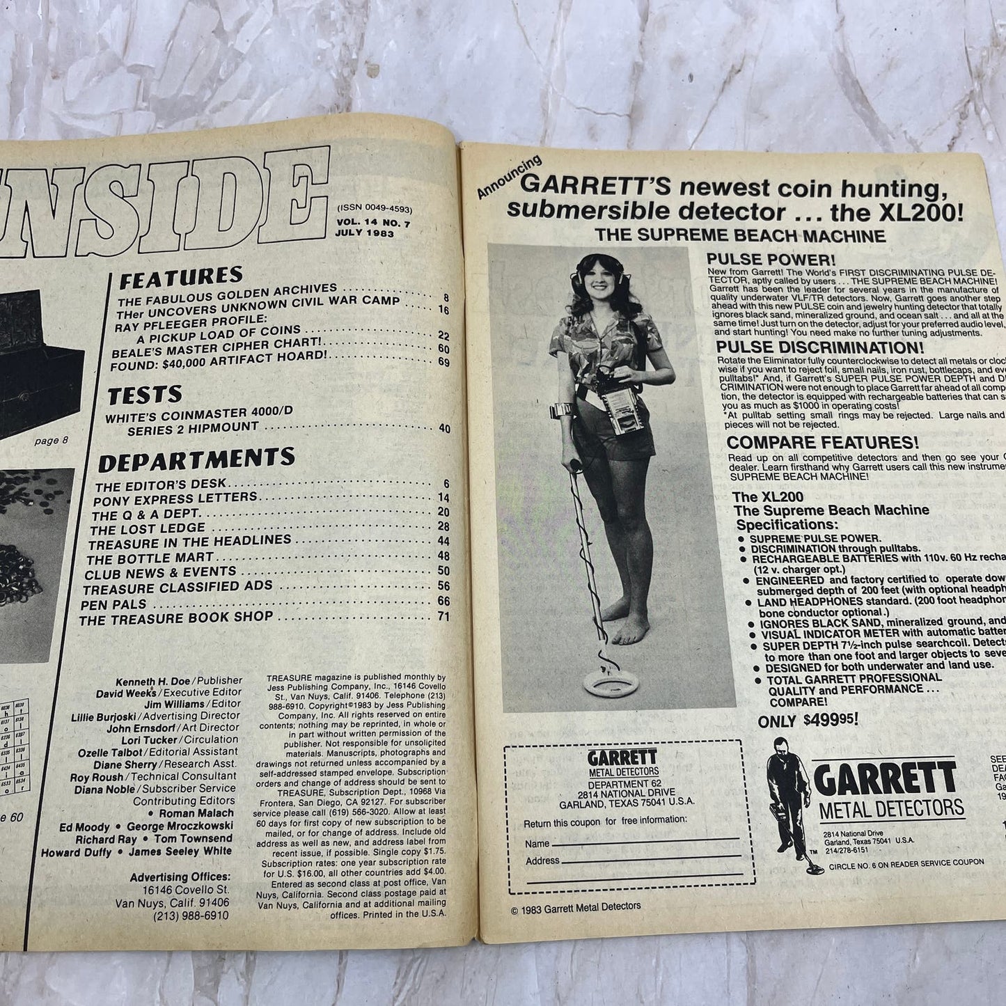 1983 July - Treasure Magazine - Treasure Hunting Metal Detecting Gold Coins M10