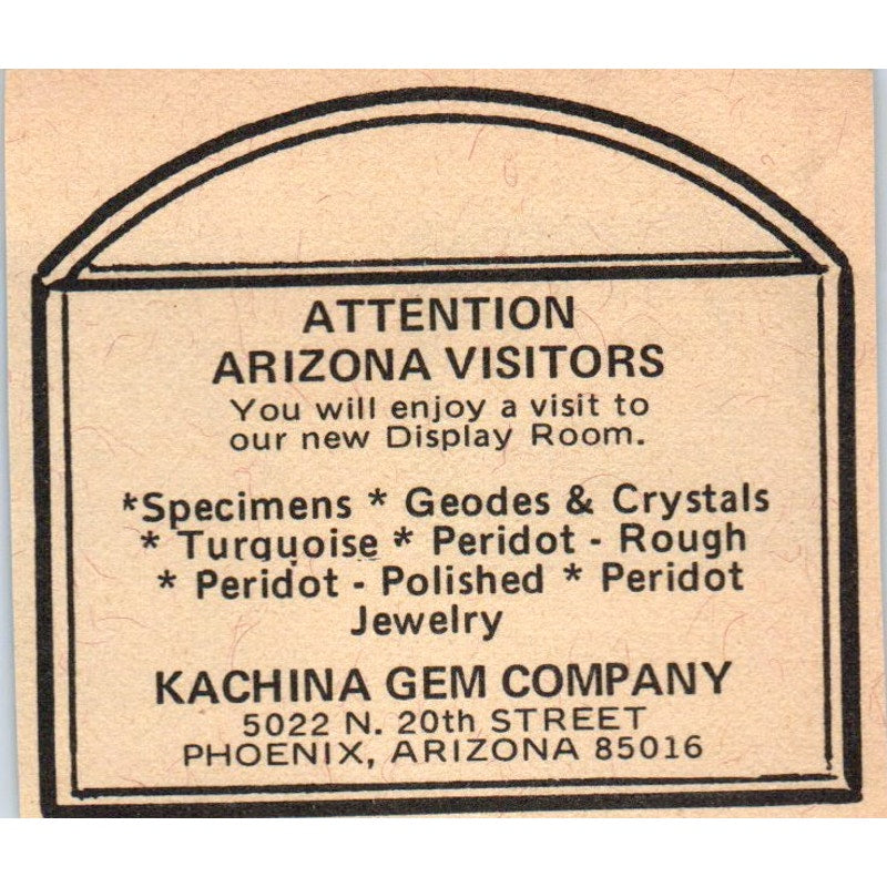 Kachina Gem Company Phoenix Arizona 1971 Magazine Ad AD8-R9