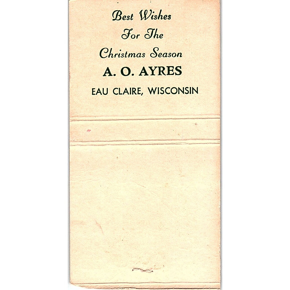 Tableaus At The Church Christmas A.O. Ayres Eau Claire Matchbook Cover SC7-Y3