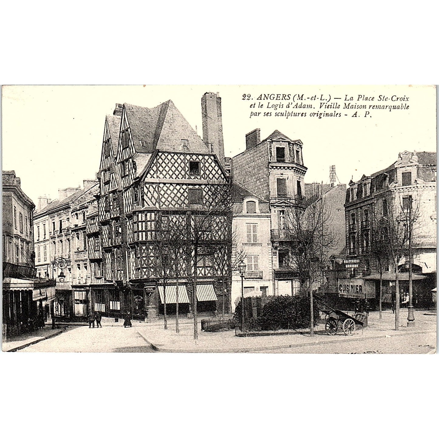 Angers La Place Ste Croix Et Le Logis D'Adam French Antique Postcard PE10