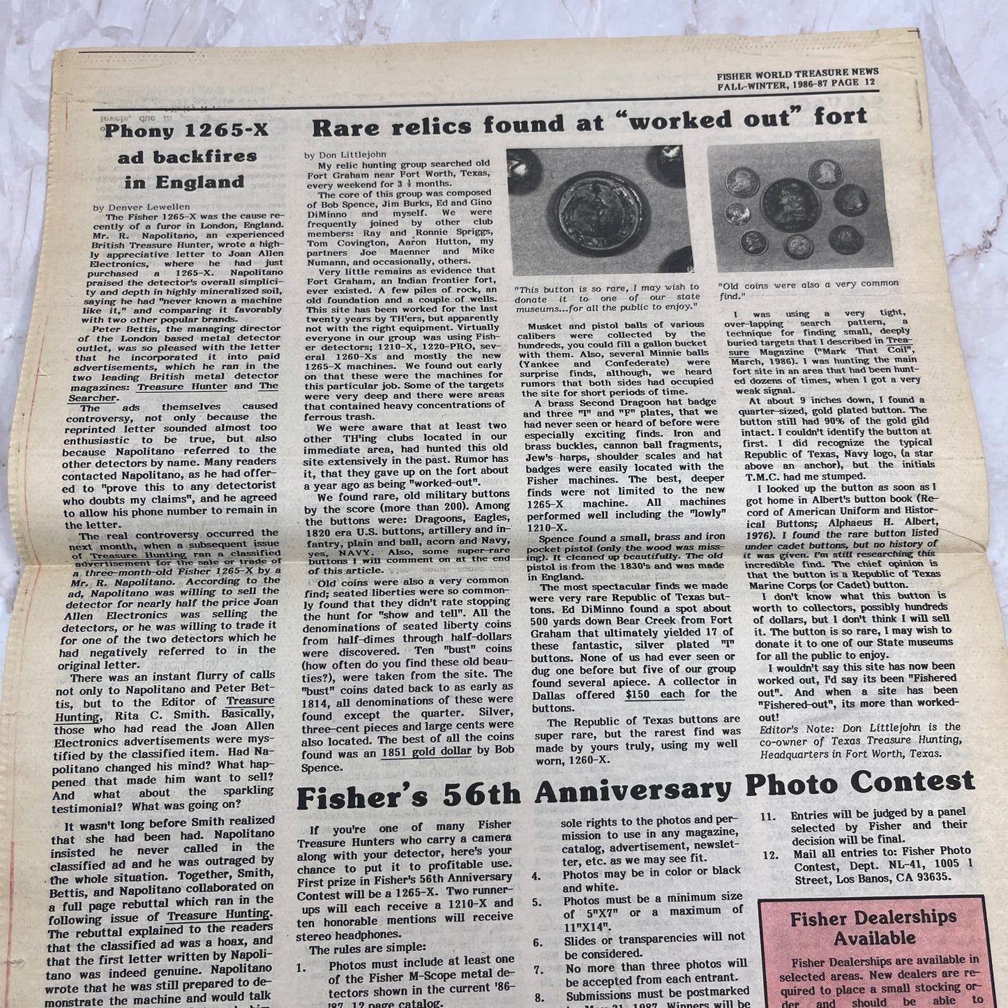 1987 Vol 4 No 1 Fisher M-Scope World Treasure News Newspaper Metal Detectors M20