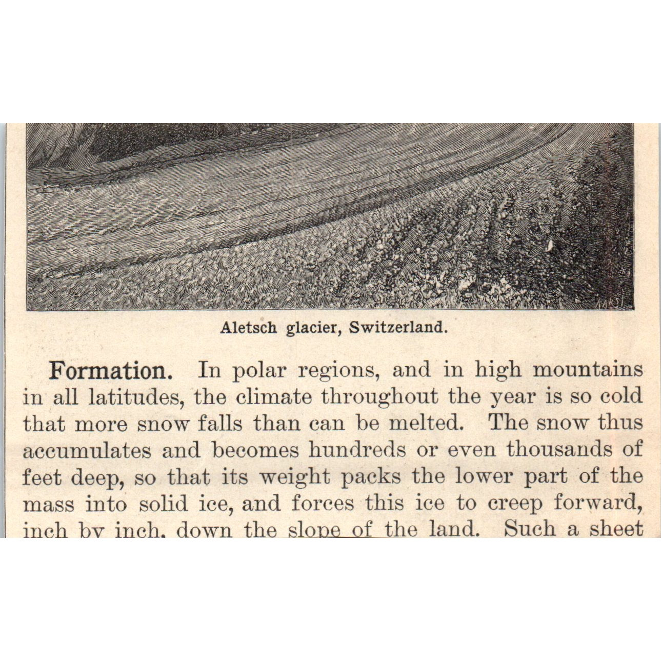 Valley Glacier Boulders in California 1901 Engraving AF2-O2