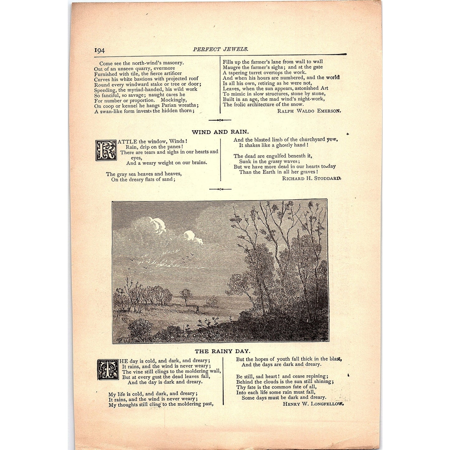 The Snowstorm Ralph Waldo Emerson, The Rainy Day Longfellow 1884 Poem TA5-CJ-2