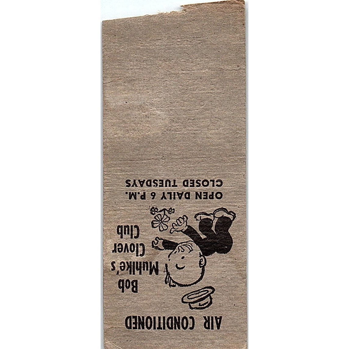 Bob Mulkhe's Clover Club Evanston IL Vintage Matchbook Cover SF3-Y2