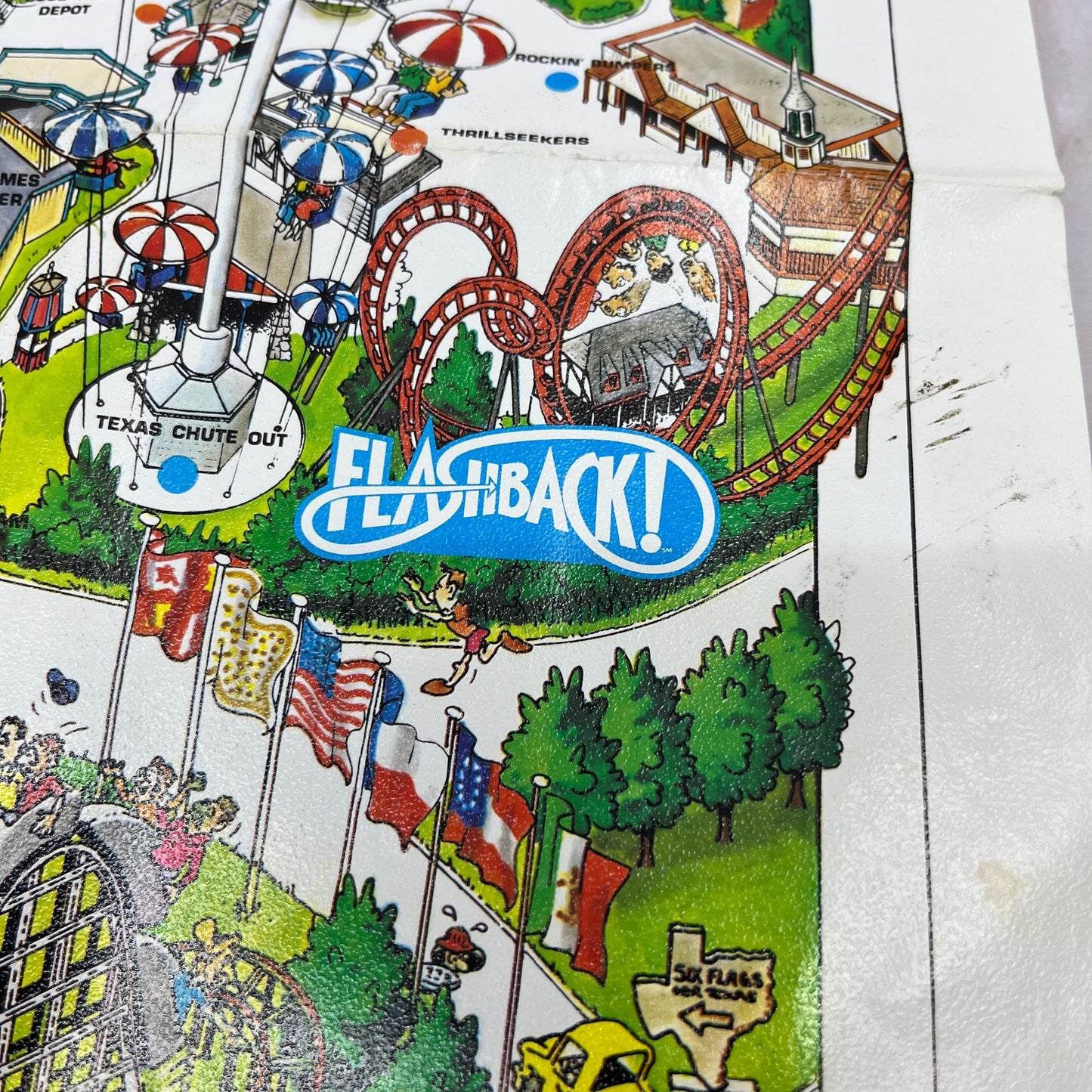 1989 Six Flags Over Texas Large Fold Out Souvenir Poster Map TH9-TM1