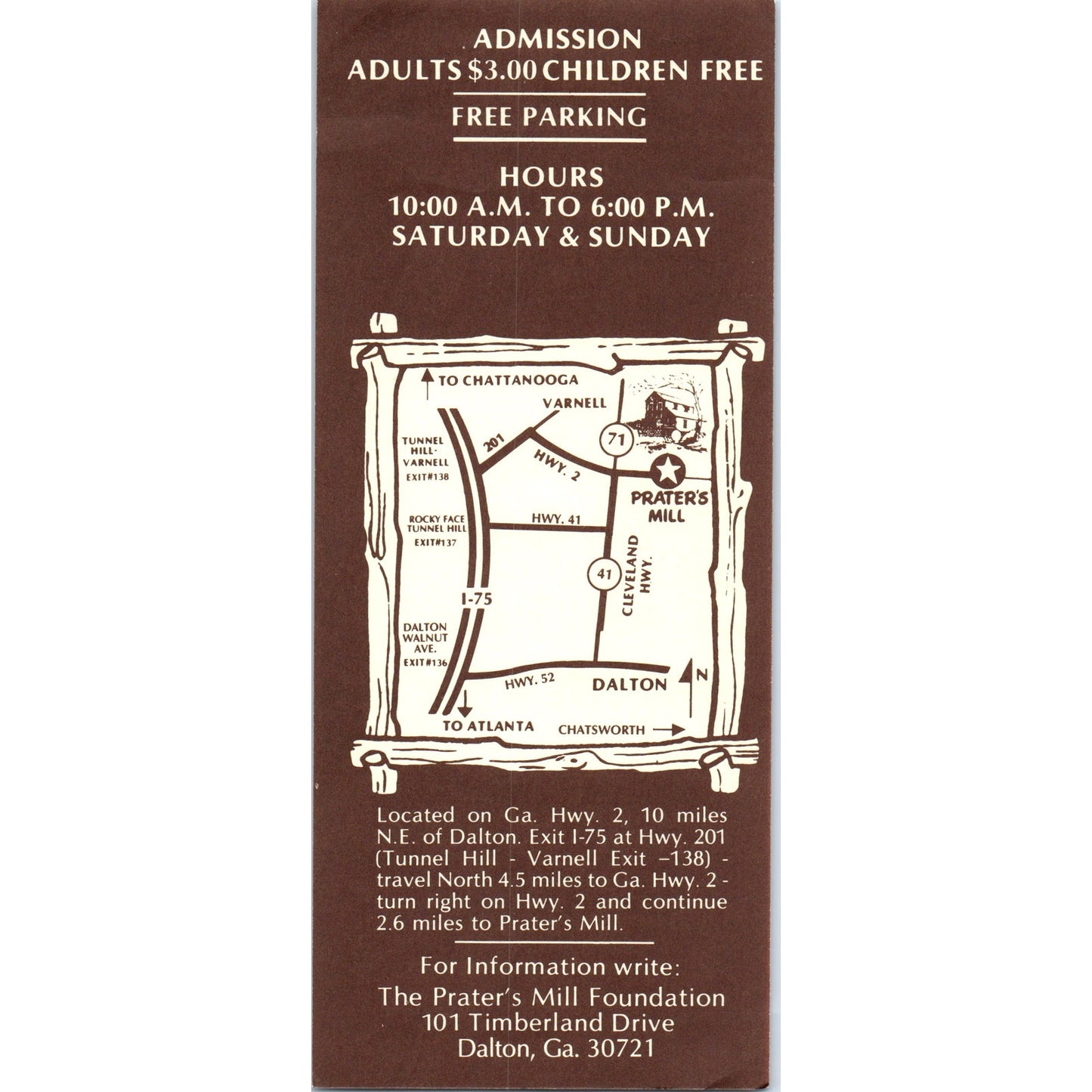 1988 The Prater's Mill Country Fair Dalton Georgia Travel Leaflet H5-5