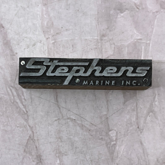 Retro Stephens Marine Inc Vintage Letterpress Printers Block Plate SF5