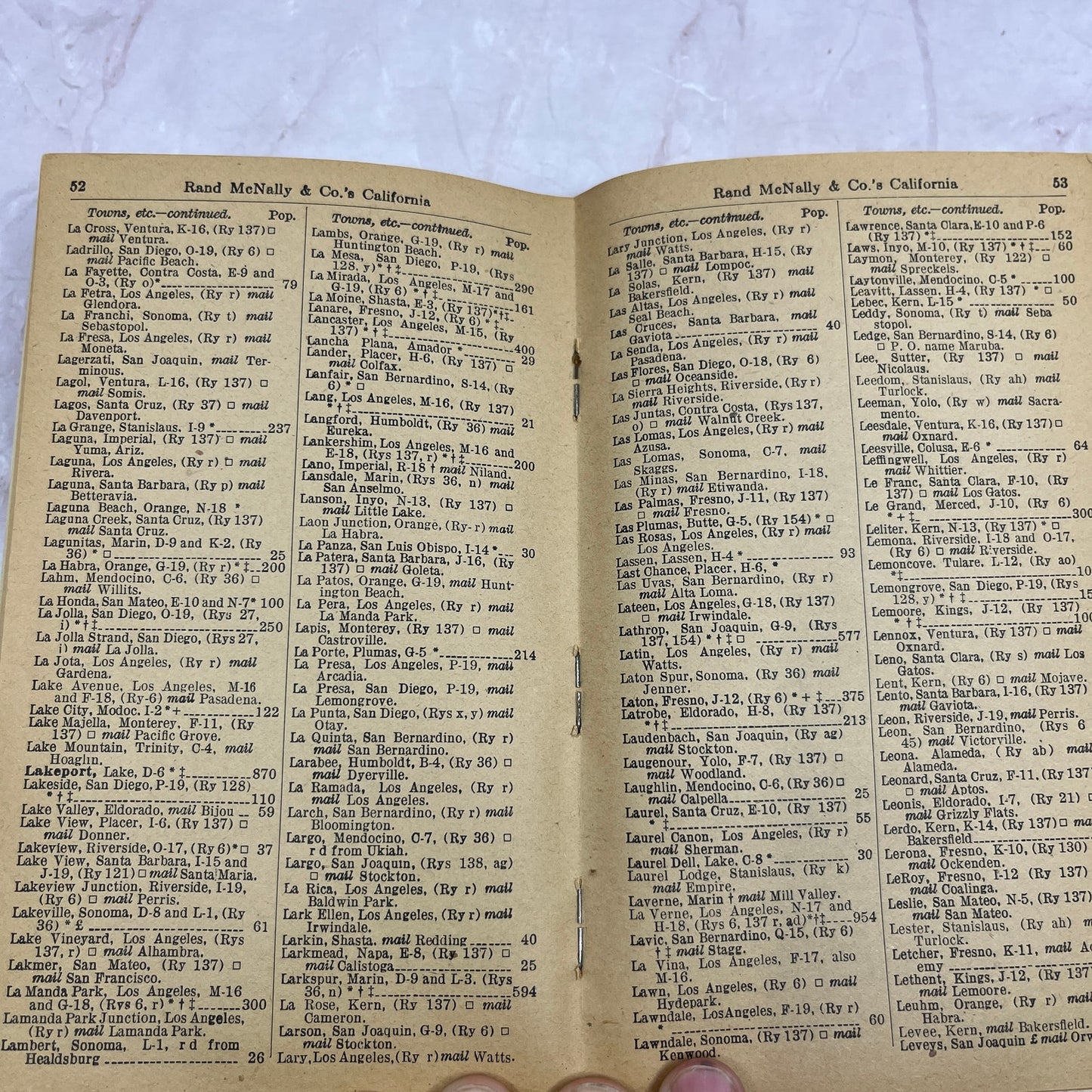 1919 Rand-McNally Indexed Pocket Map and Auto Road Guide California TH9-CB