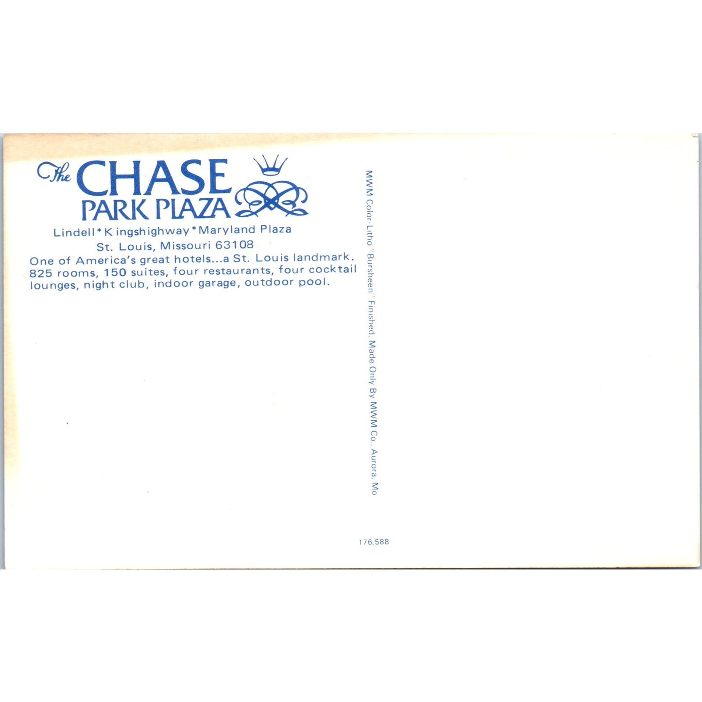 Chase Park Plaza St. Louis MO Postcard Vintage Postcard PD10