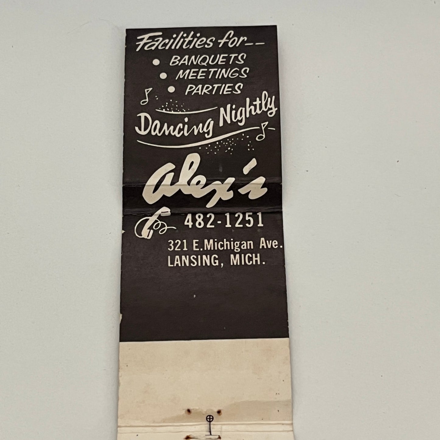 Alex's The Point After Lounge Lansing MI Vintage Matchbook TB6-MB2-14