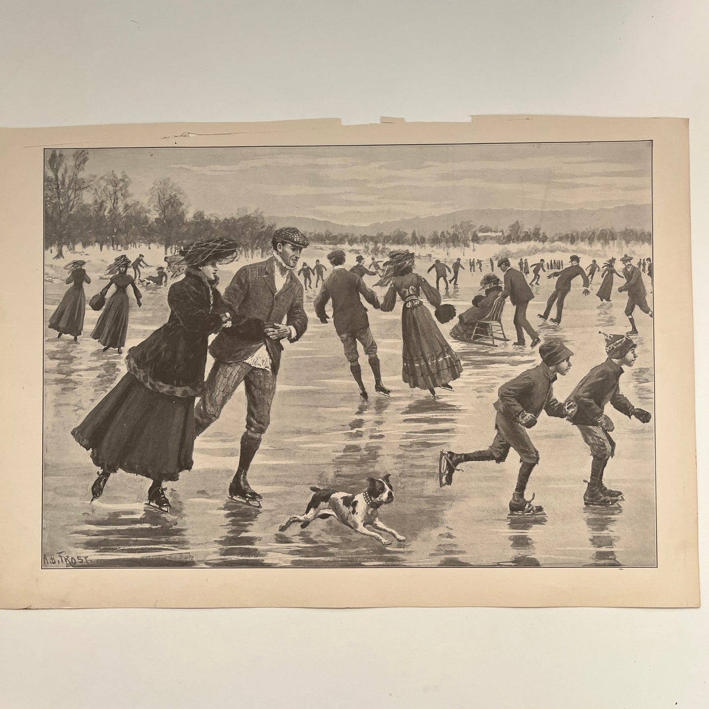The Glory of a Winter's Day - Ice Skating Scene 1904 A.B. Frost Art Print V26-4