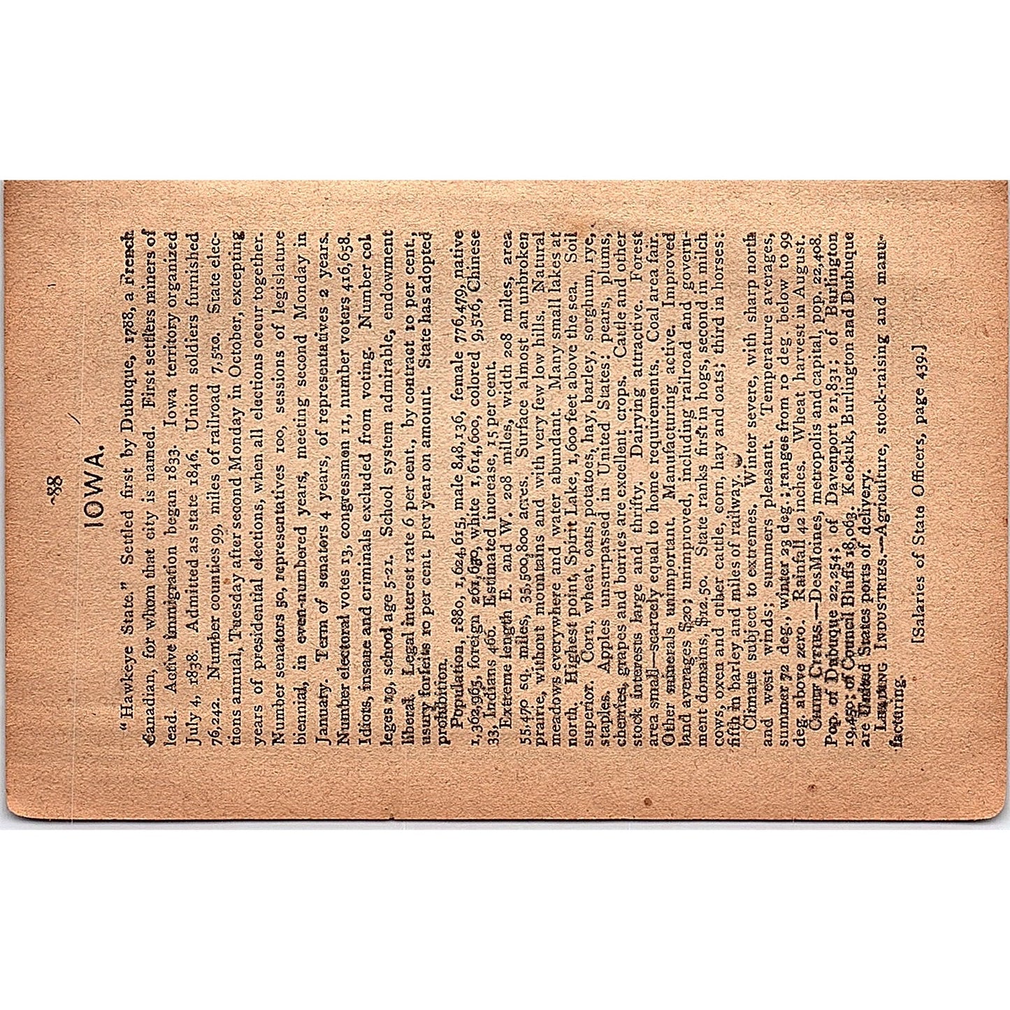 Antique 1889 Map of Indian Territory 1889 Pocket Map Engraving SAG4-H3