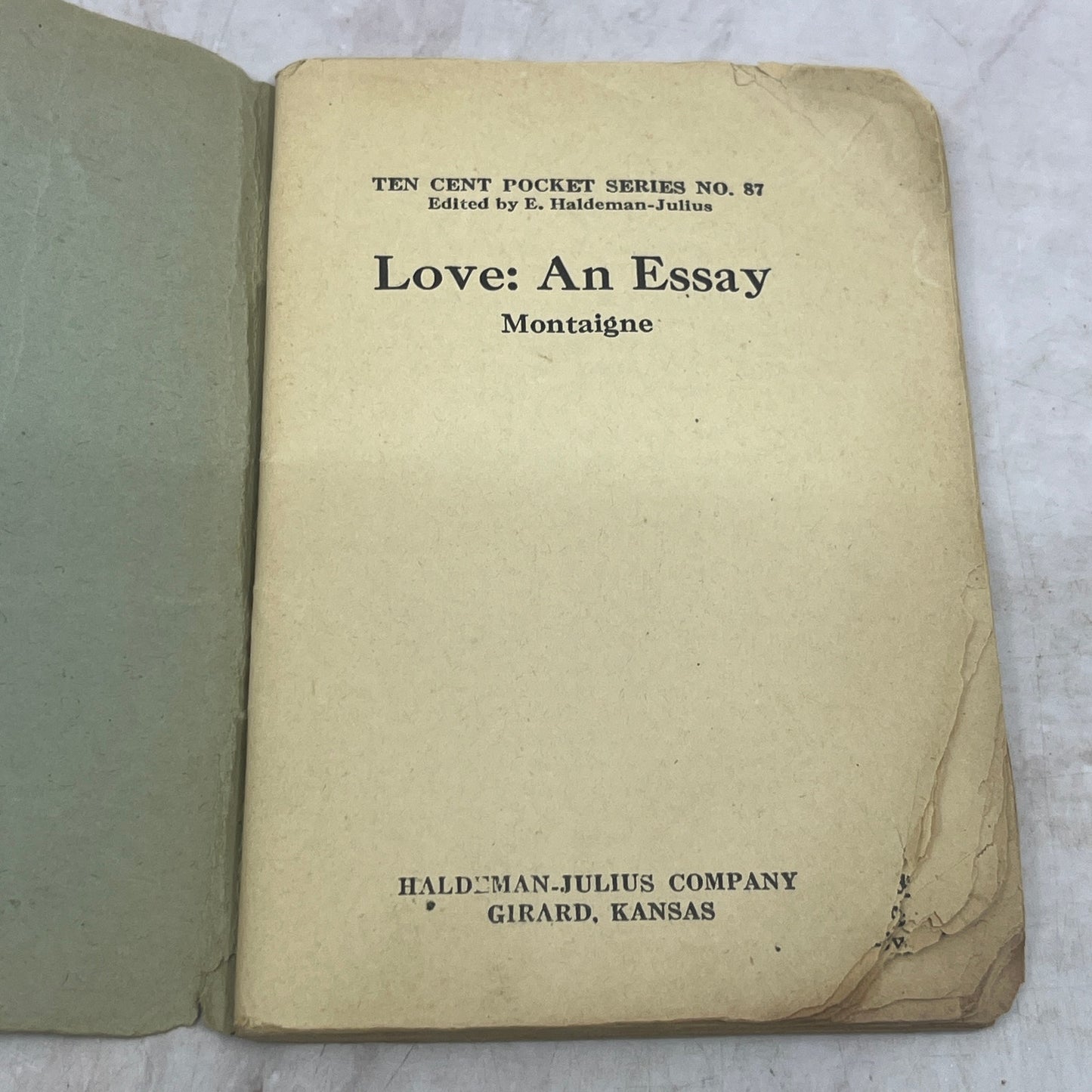 c1910 Love: An Essay Montaigne Ten Cent Pocket Series Book No.87 TB8-OB