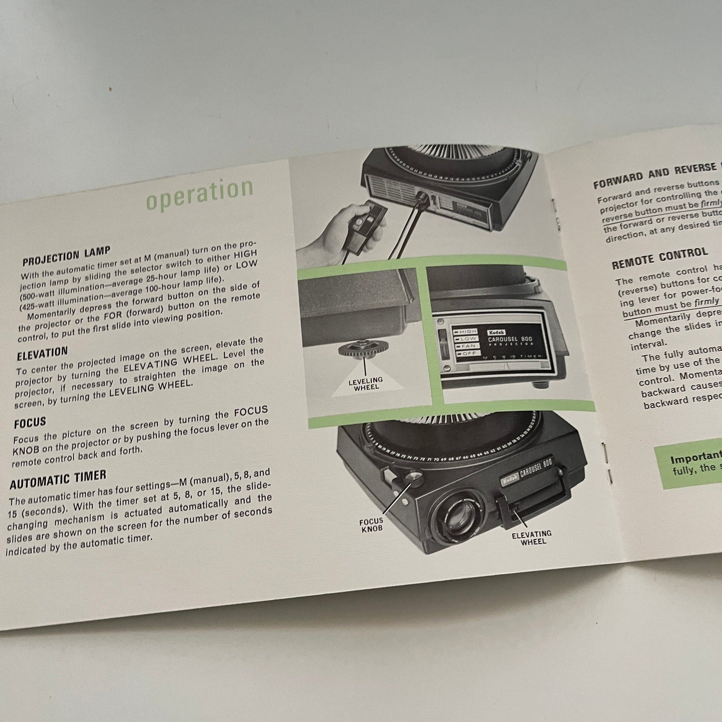Kodak Carousel 800 Projector Manual Booklet TK2-XB5