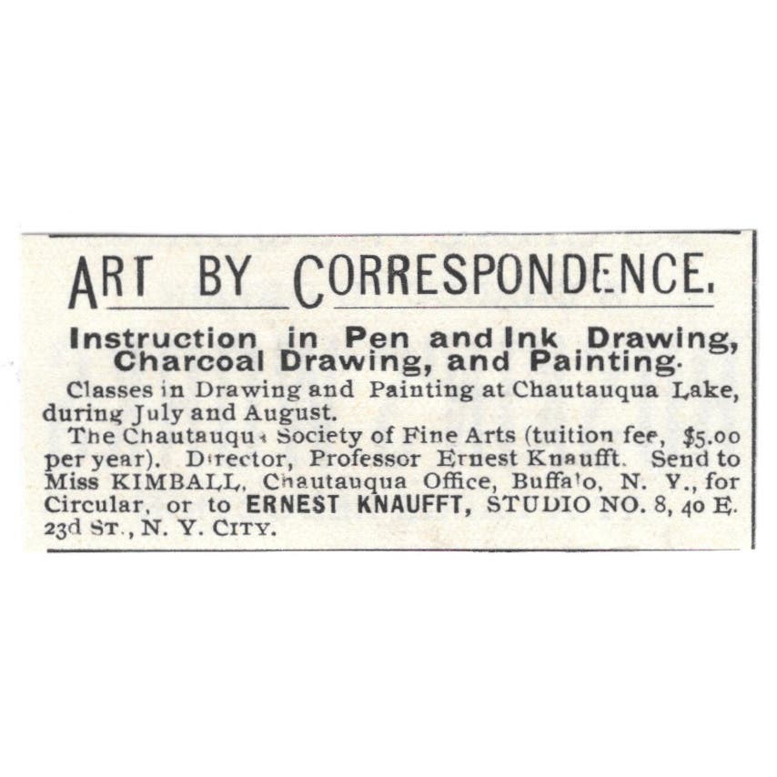 Learn Art by Correspondence Ernest Knaufft Studio NY c1890 Victorian Ad AE9-CH1