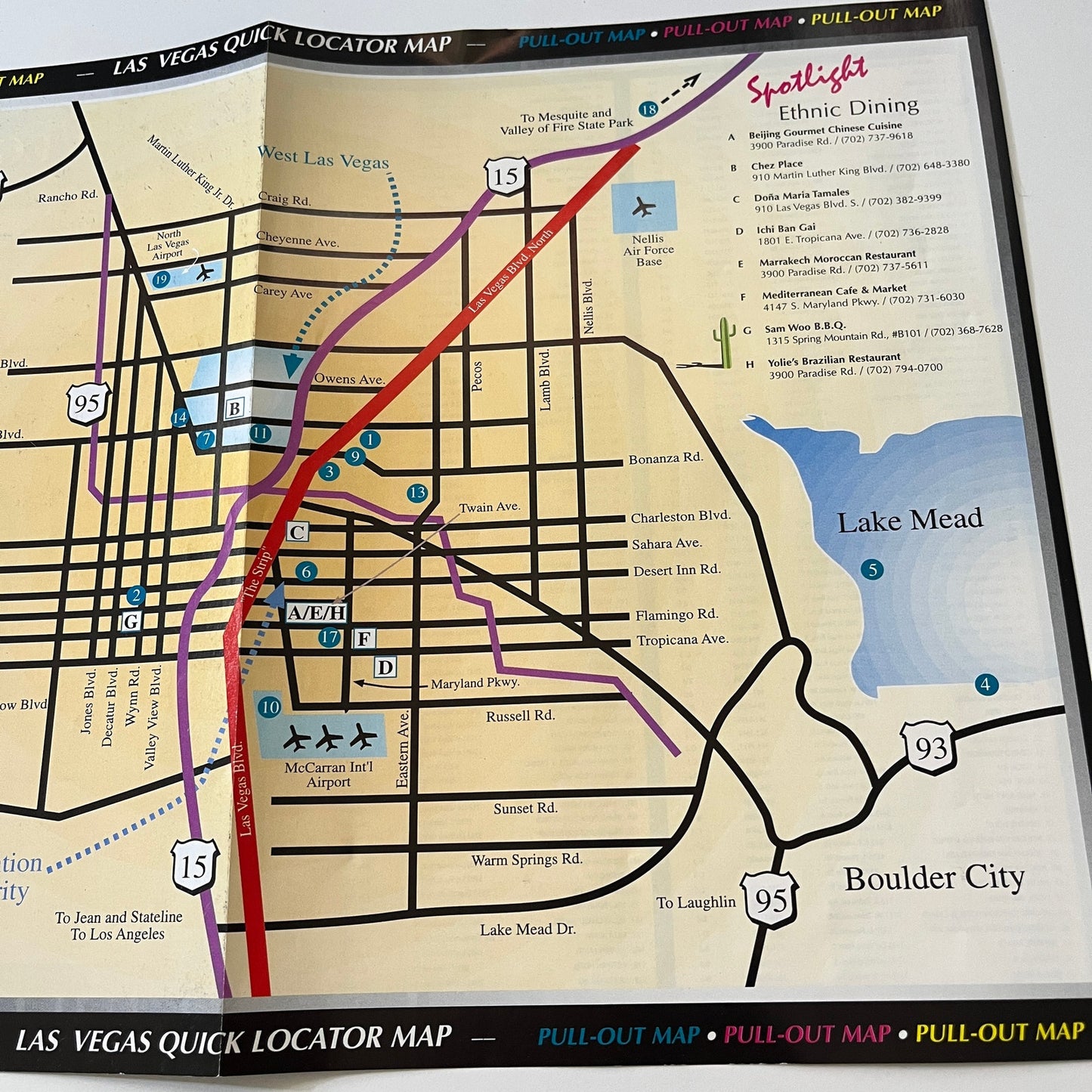 Las Vegas NV Fold Out Points of Interest Map Original 1998 Ad I3