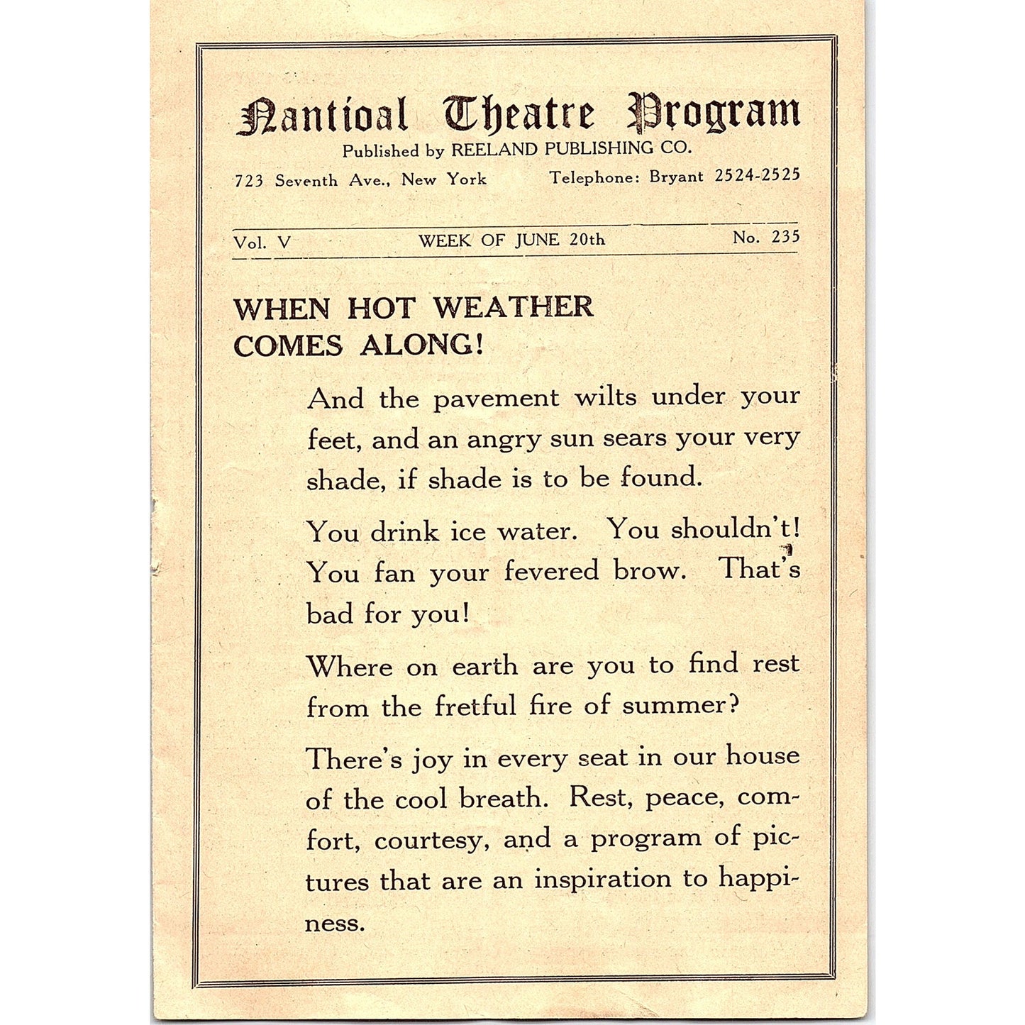 Gloria Swanson National Theatre NJ 1920s Ad AF3-8