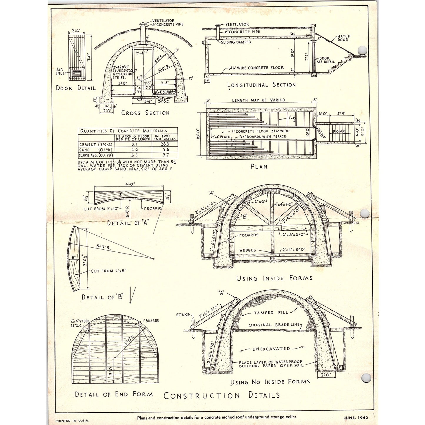 Underground Storage Cellar for Food 1940s Leaflet Portland Cement Assoc AG5-1