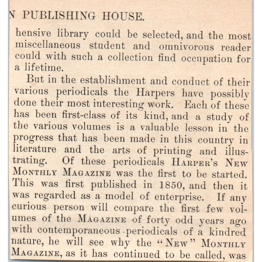 82 Cliff St. 1826 J&J Harper Printers Building 1892 Magazine Ad AB6-4