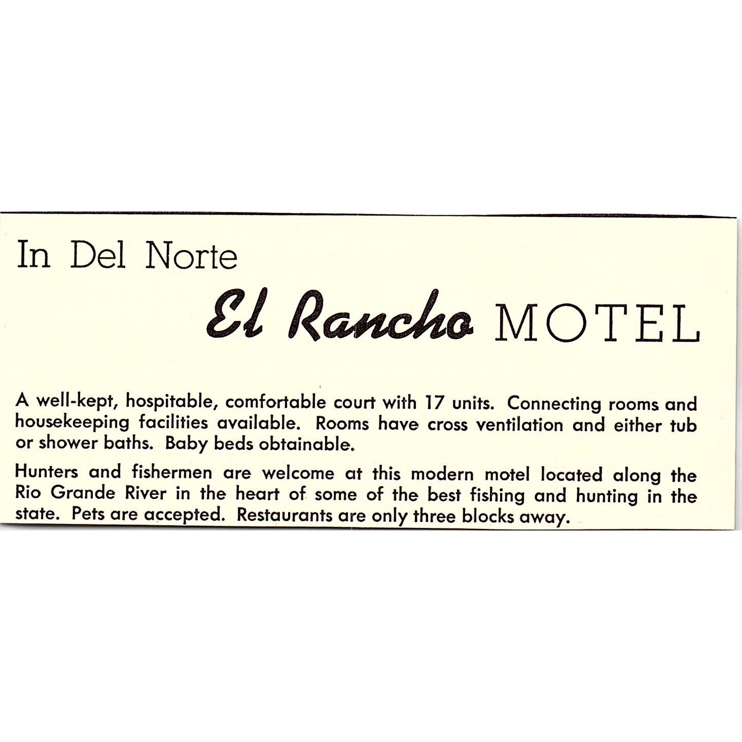 El-D-Rado Motel Delta CO 1958 Ad AG1-M4