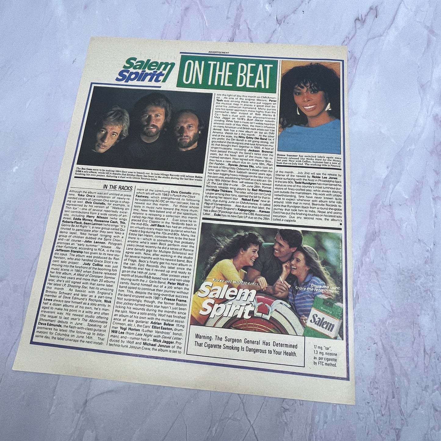 Salem Spirit on the Beat Bee Gees Donna Summer 1984 Ad V14-7