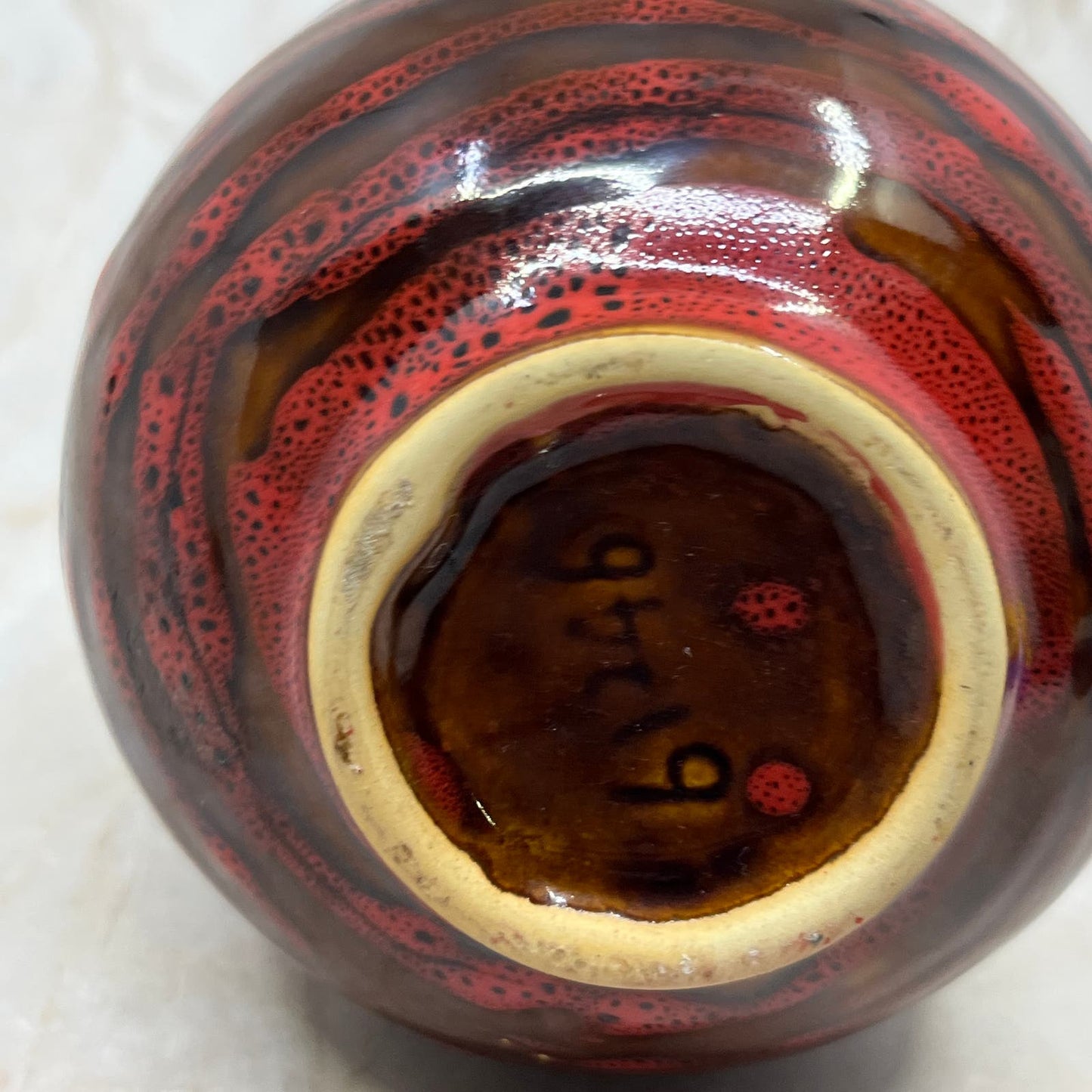 Vintage Mid Century 1960's Red & Brown Salt Glaze Art Pottery Modern Vase 8” TD5