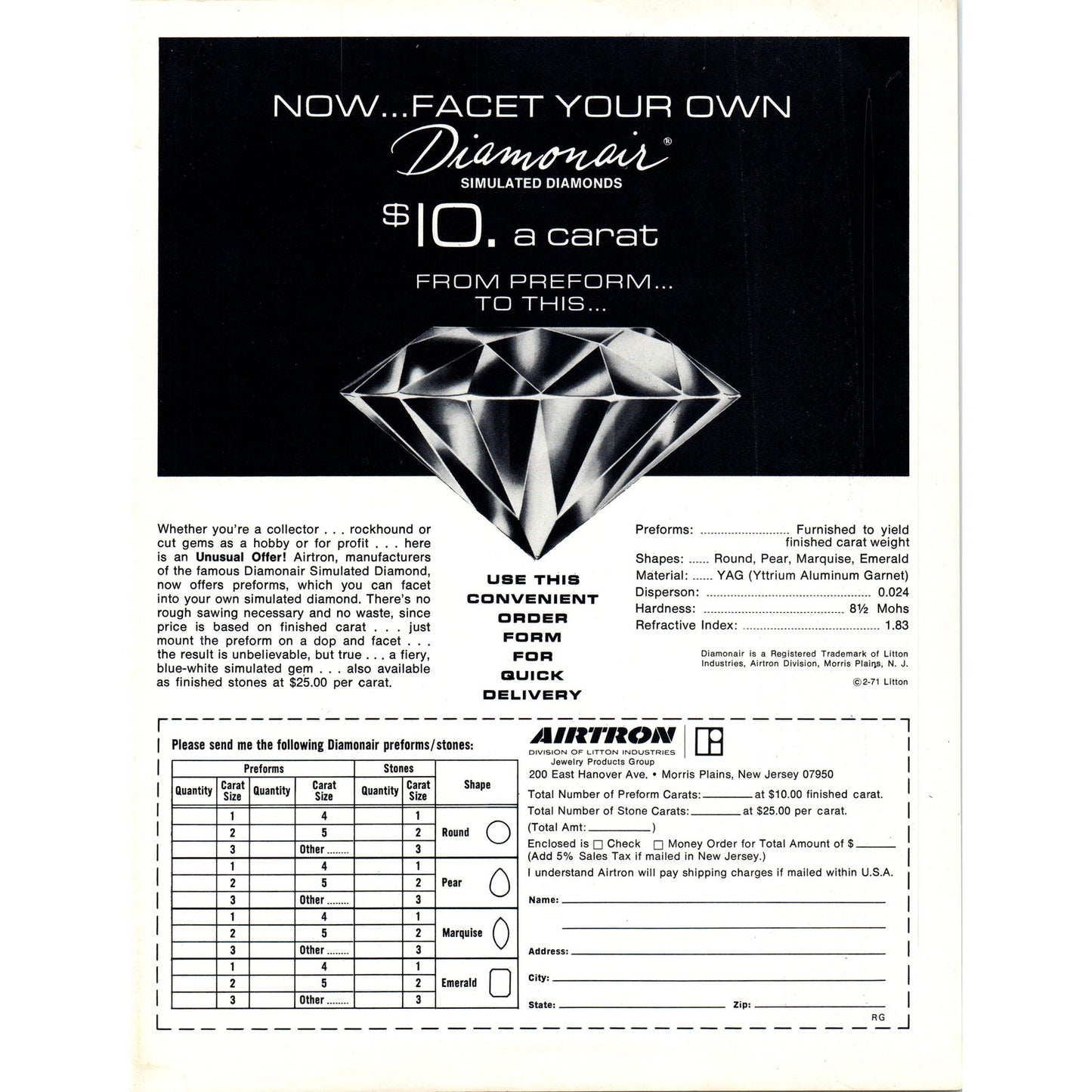 Gem Making Kit Star Diamond Industries Harbor City CA 1971 Magazine Ad D23