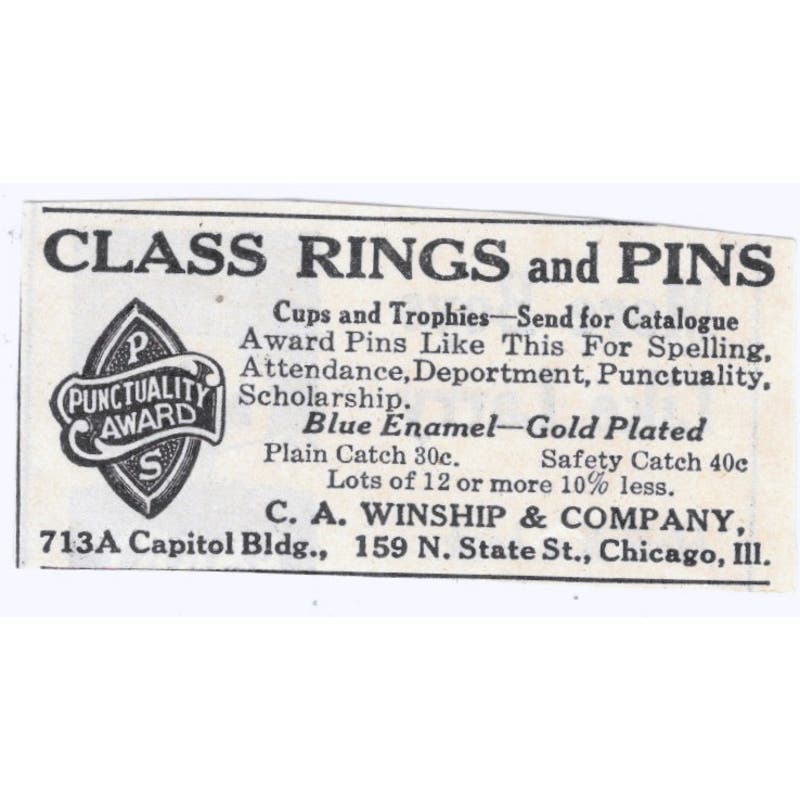 1931 C.A. Winship & Co Chicago Class Rings Original Advertisement AE5-SA2