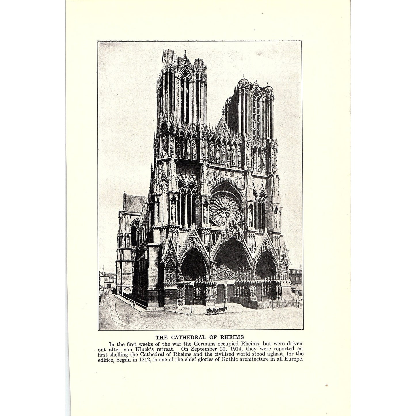 The Kaiser & His Six Sons, Cathedral Of Rheems 1919 WWI Print AG1-2