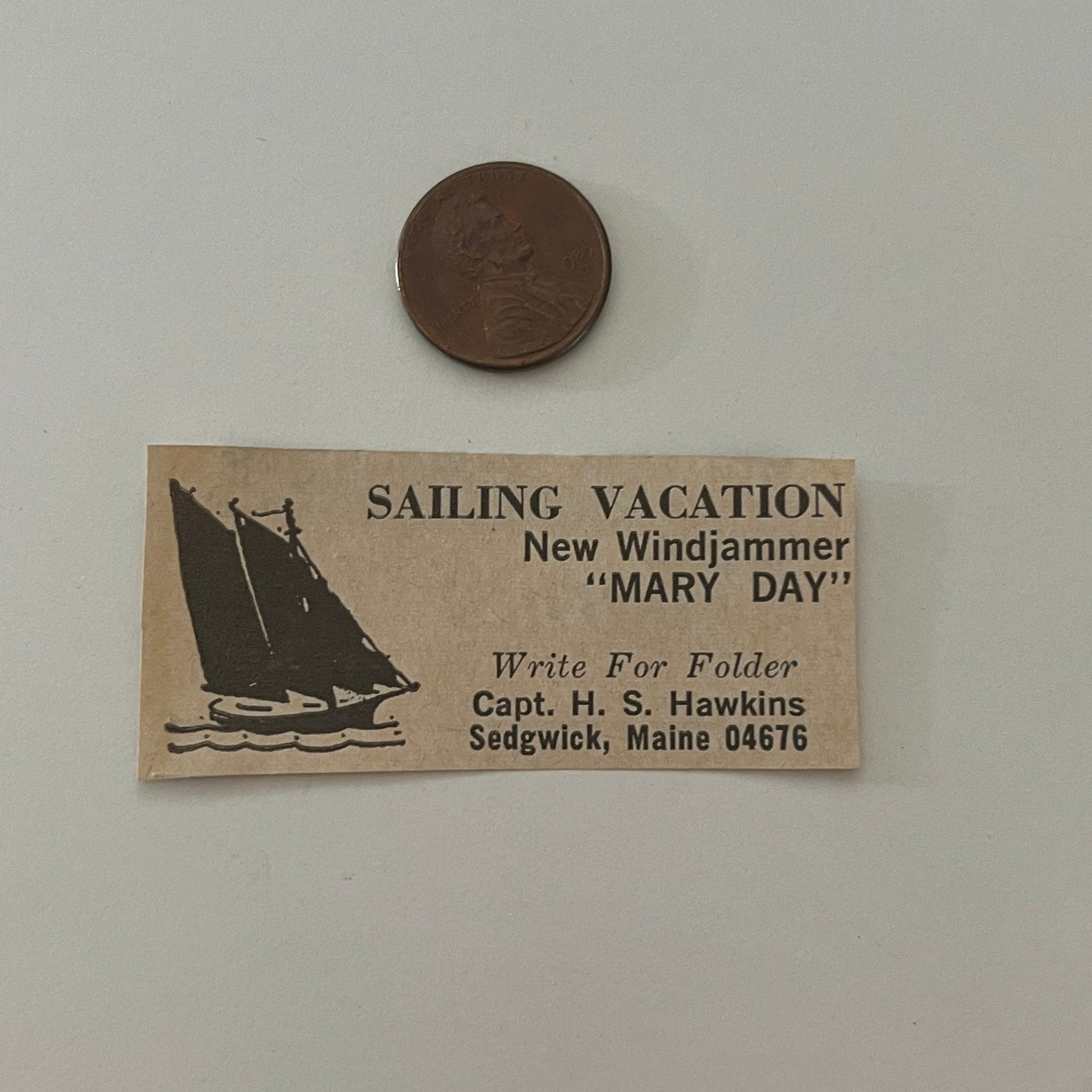 New Windjammer Mary Day Capt. H.S. Hawkins Sergwick ME 1971 Magazine Ad SAG4-S17