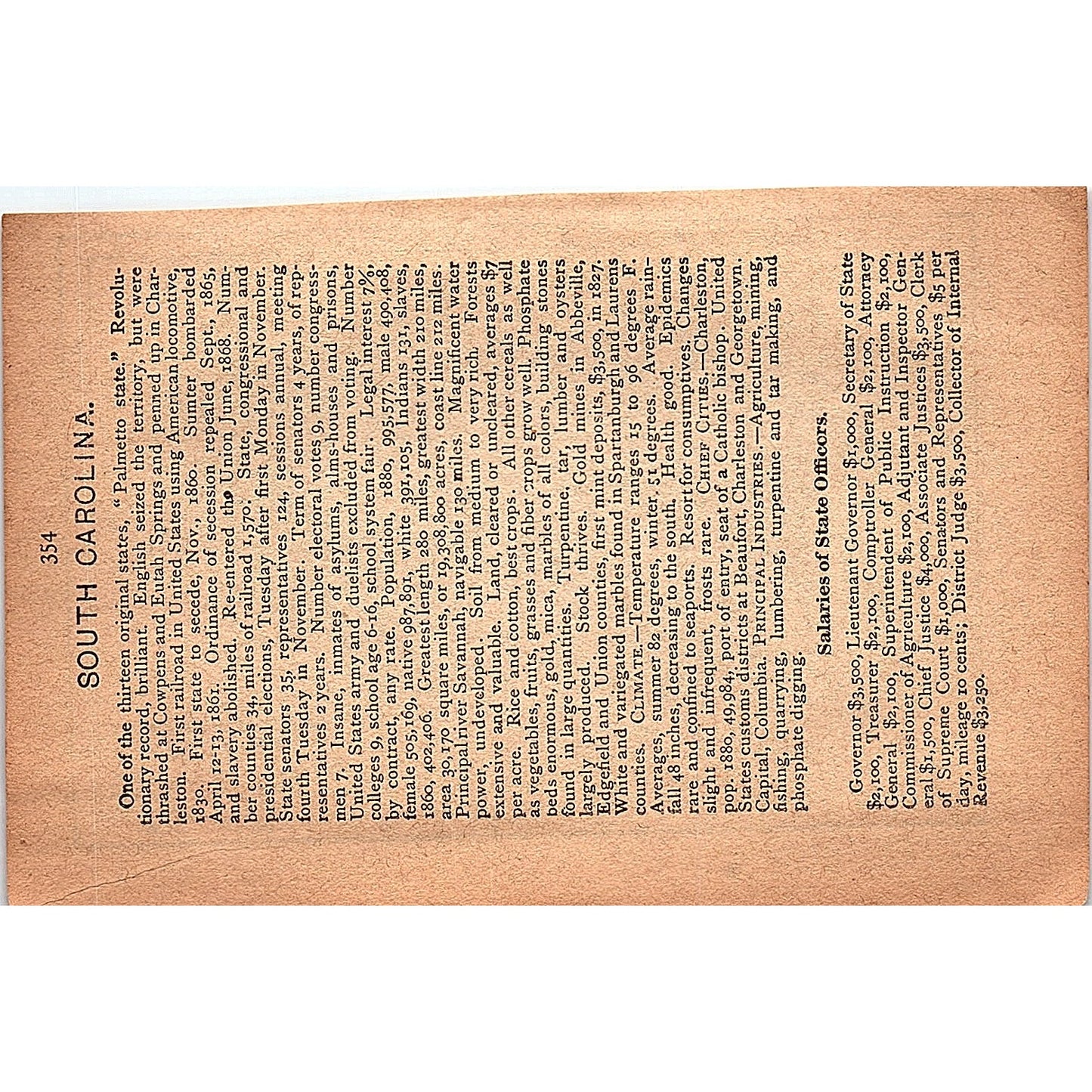 Antique 1889 Map of North and South Carolina 1889 Pocket Map Engraving SAG4-H3