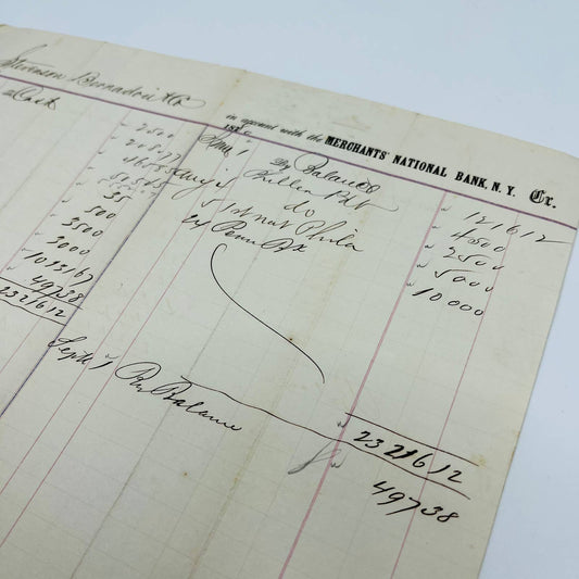 1880 Merchants’ National Bank New York NY Billhead Letterhead Receipt AA4