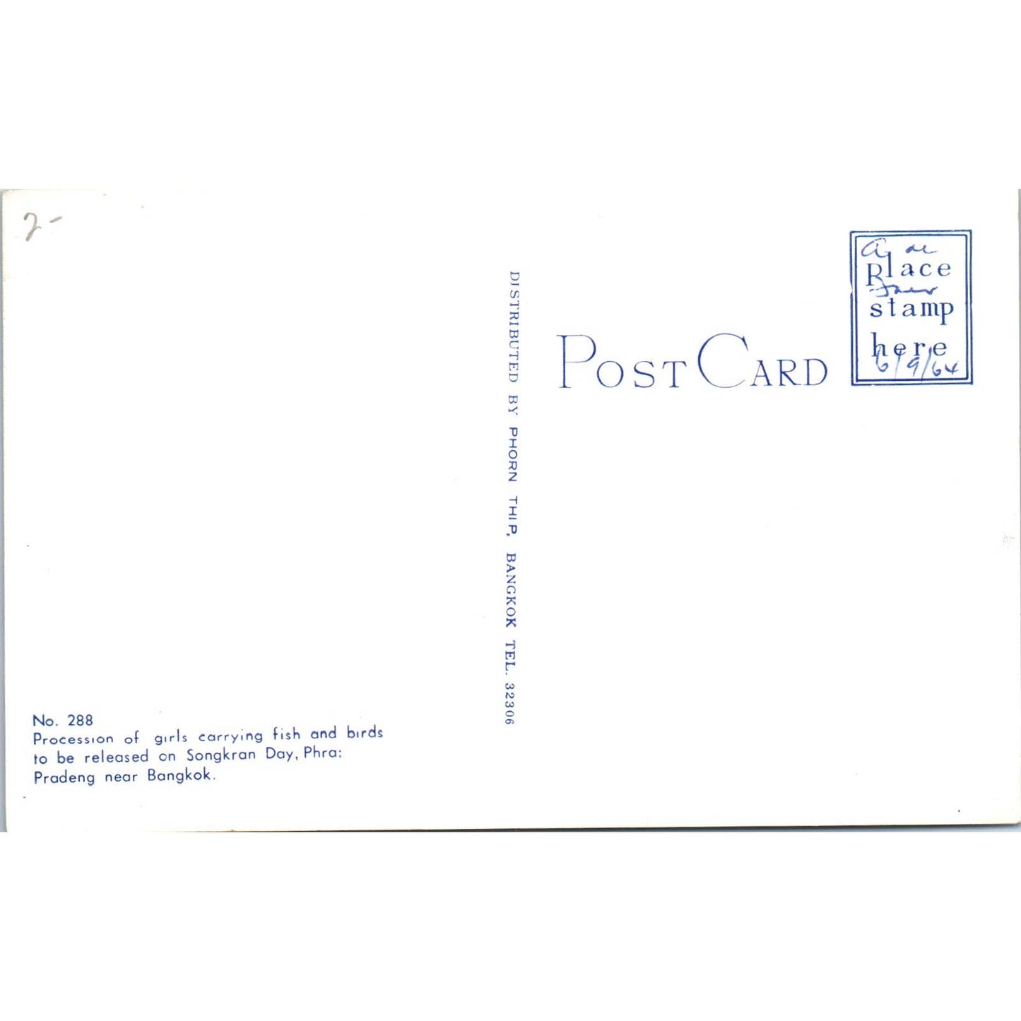 Procession of Girls Songkran Day Phra Pradaeng Bangkok Original Postcard TJ9-P1