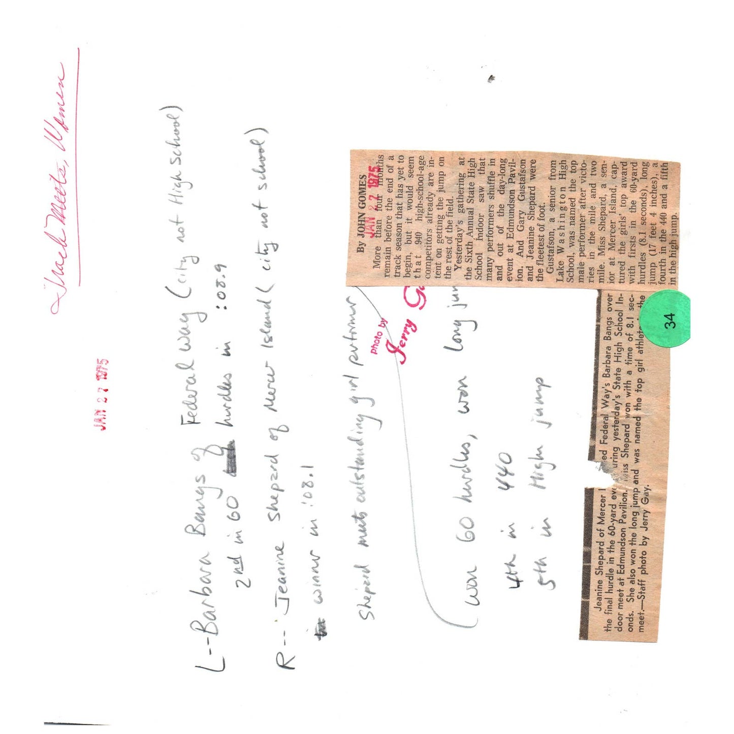 1975 Original Press Photo Track Hurdles Jeanine Shepard Barbara Bangs 8x10 AD2