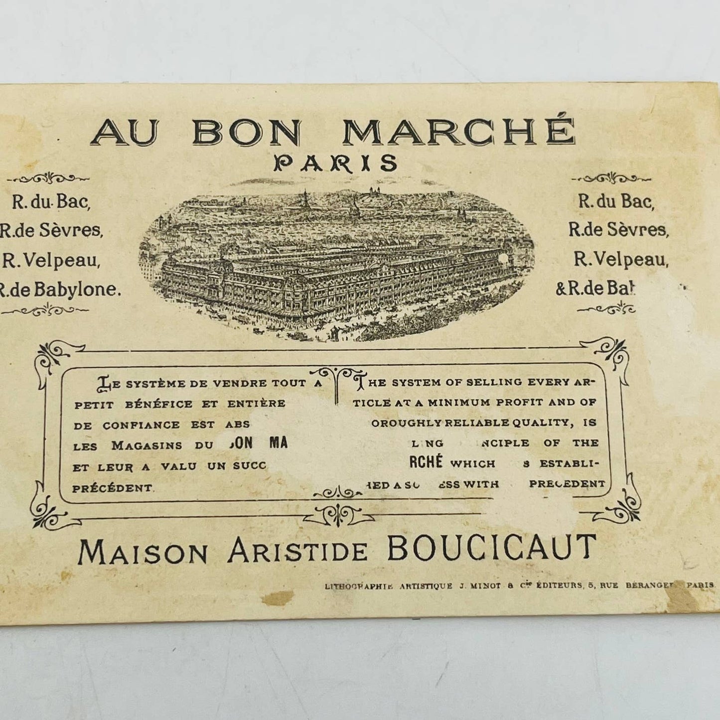 Victorian 1800s French Advertising Trade Card Au Bon Marché La Bouquetiére AA2