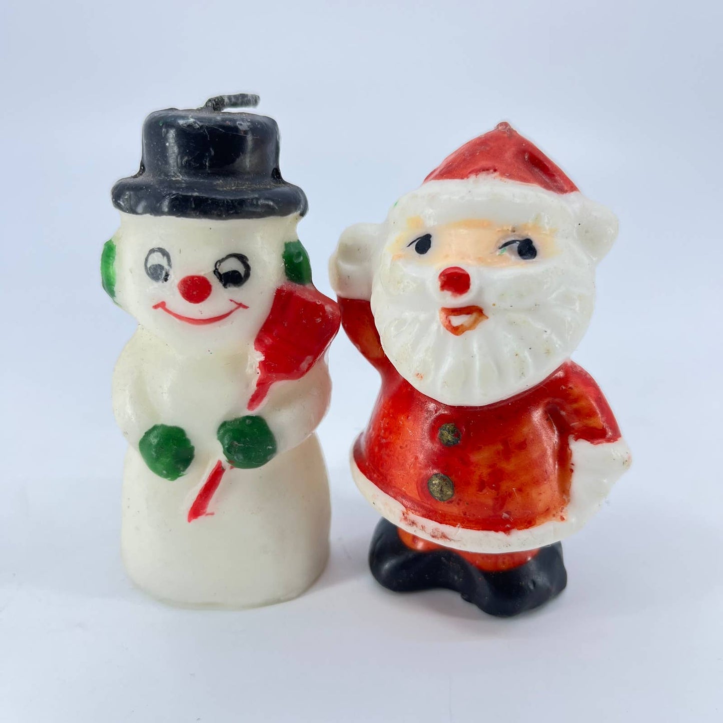 1950s Novelty Candle Christmas Santa and Snowman Set TE7