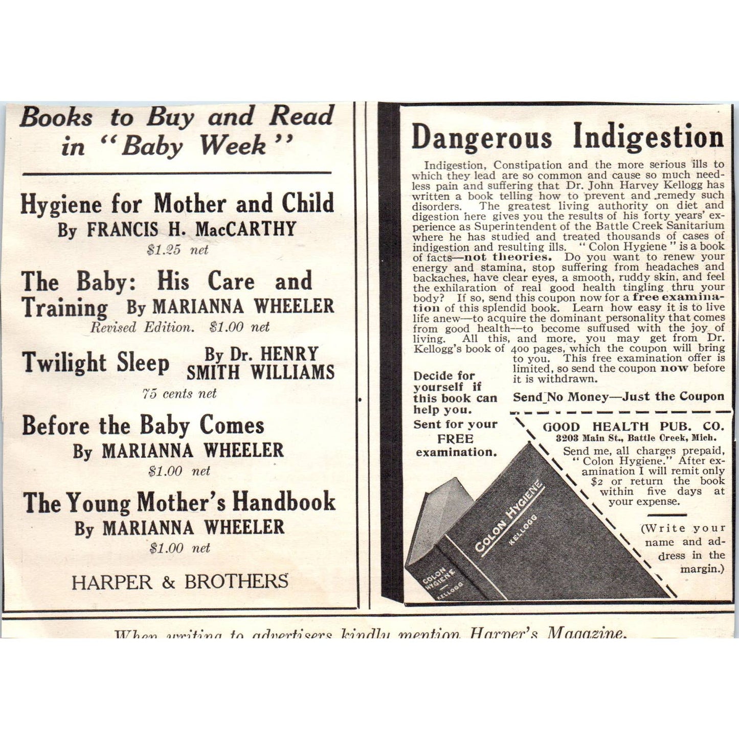c1920 Harper's Ad - Glen Springs American Nauheim Health Resort Watkins NY EA3-4