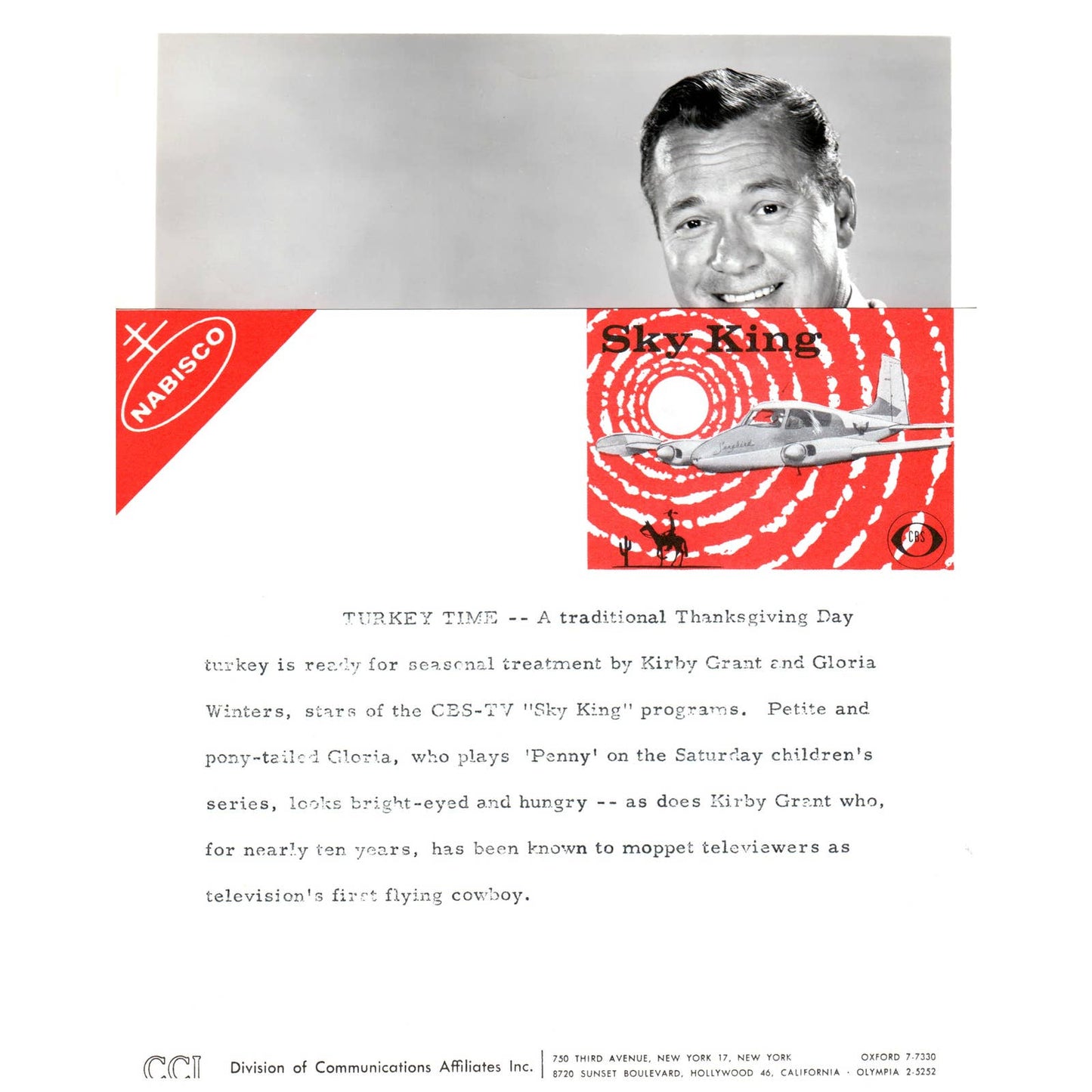 c1960 Press Photo Kirby Grand & Gloria Winters With Thanksgiving Turkey TJ7-2