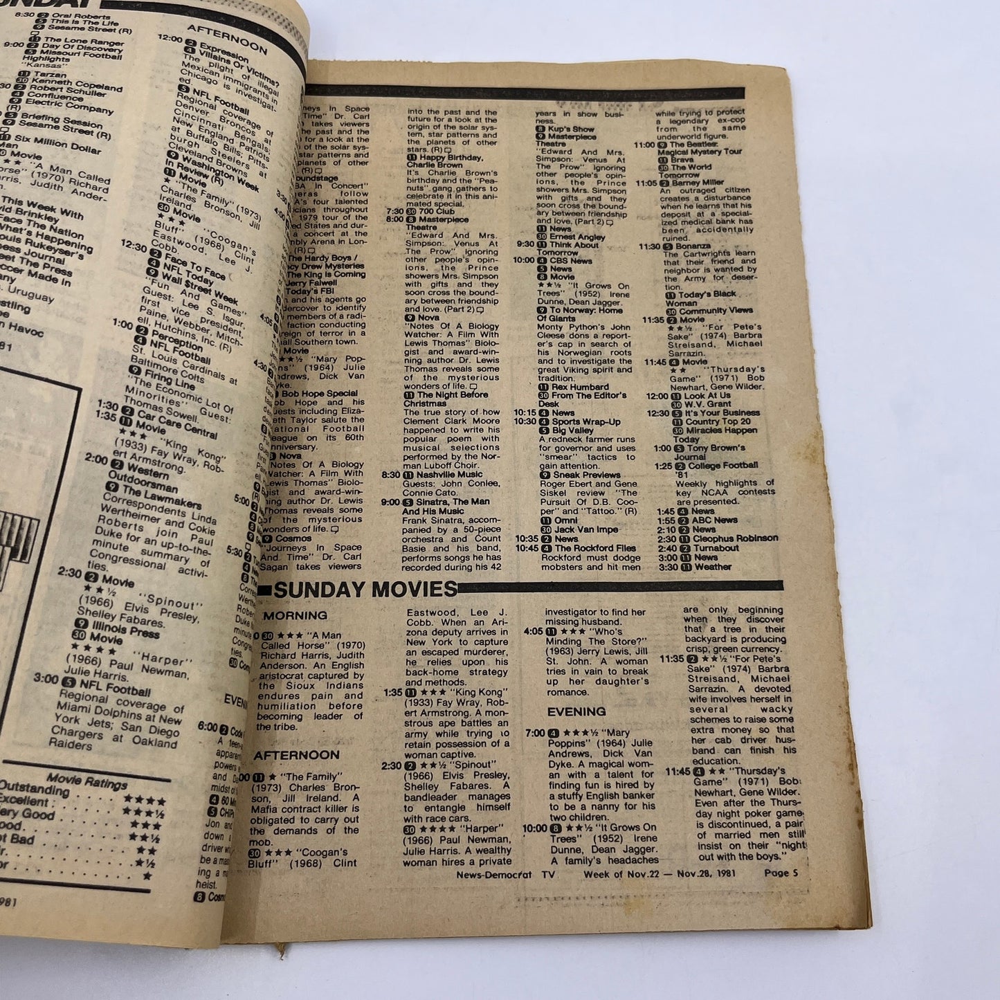 1981 Nov 22 Bellville IL News-Democrat TV Listings Magazine Miss Piggy A18