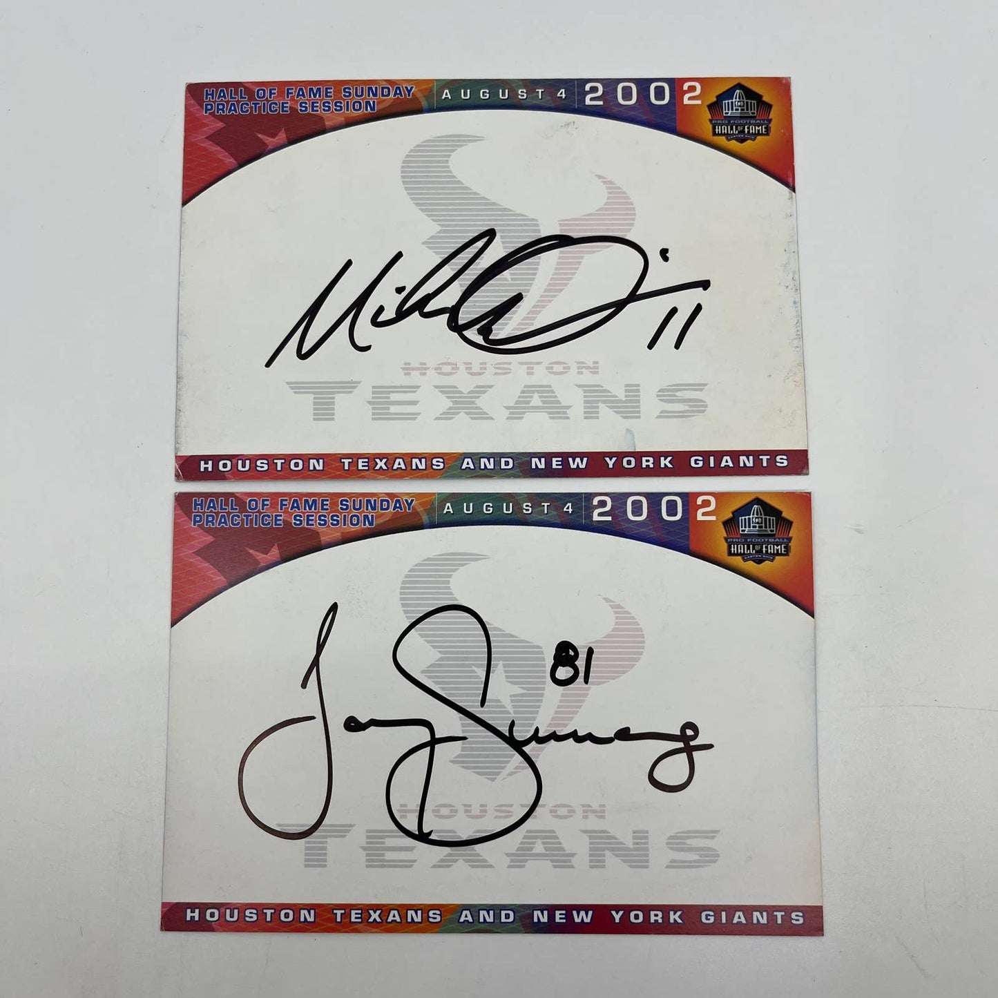 2002 Houston Texans Hall of Fame Game #11 #81 Autograph Card set of 2 AA6